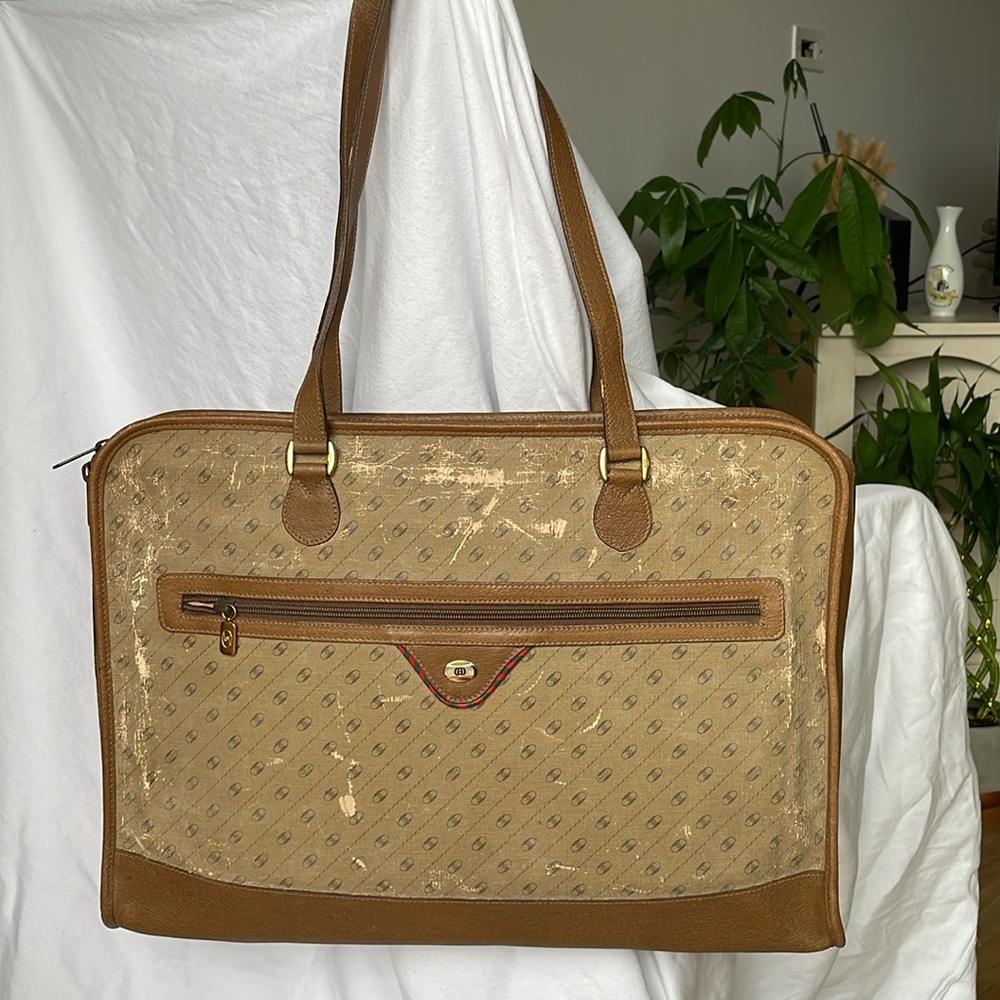 💥GUCCI💥 RARE 80’s Accessory Collection brown + tan briefcase/work bag